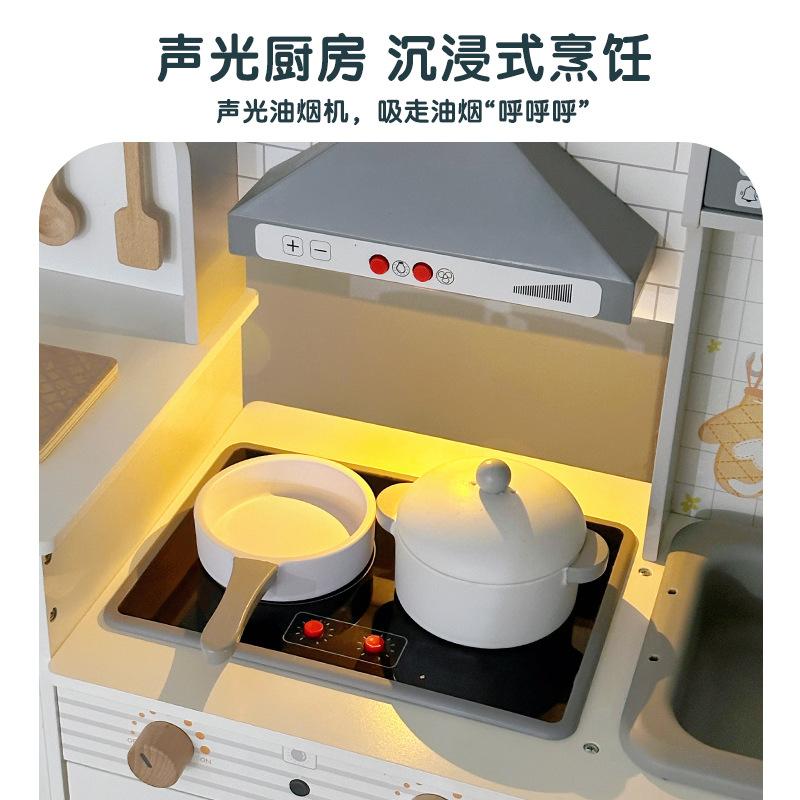 New White Kitchen Play House Toys Wooden Simulation Kitchen Toys Children's Birthday Gift