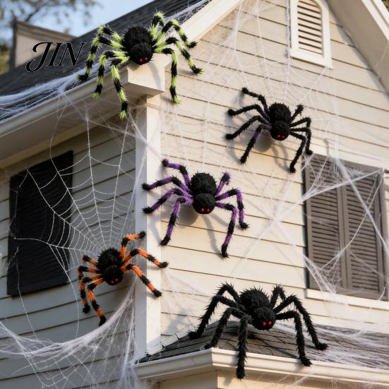 Ragno Gonfiabile di Halloween Grande Decorazione, Morbido Peloso Spaventoso, Ragni Giocattolo Peluche per Esterno Interno, Giardino, Casa, Decorazione Casa Infestata Gigante