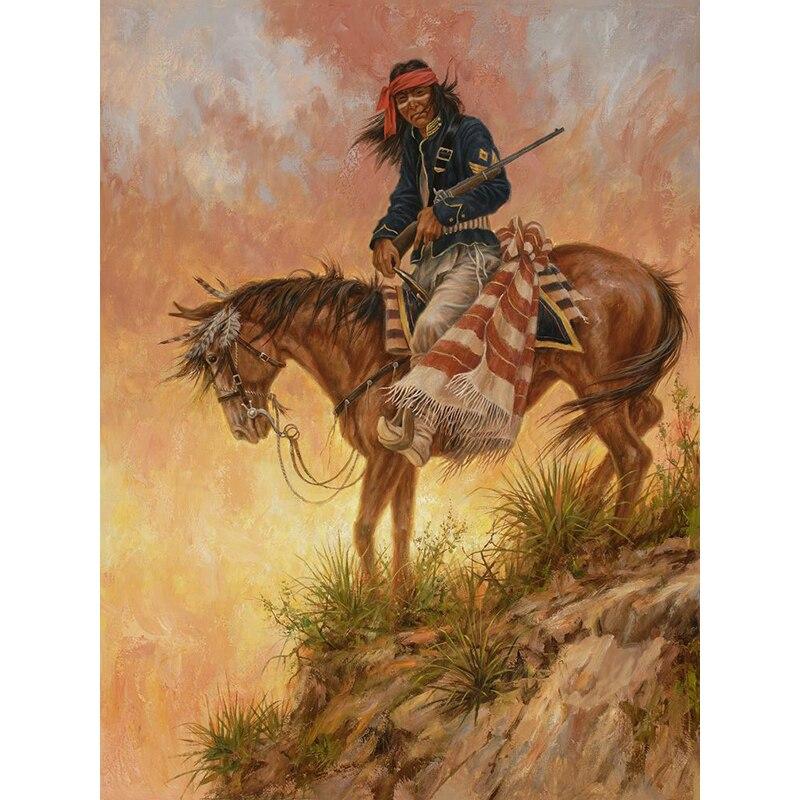 New 5D DIY Diamond Painting Indians Diamond Embroidery Scenery Cross Stitch Full Round Drill Craft Home Decor Manual Gift