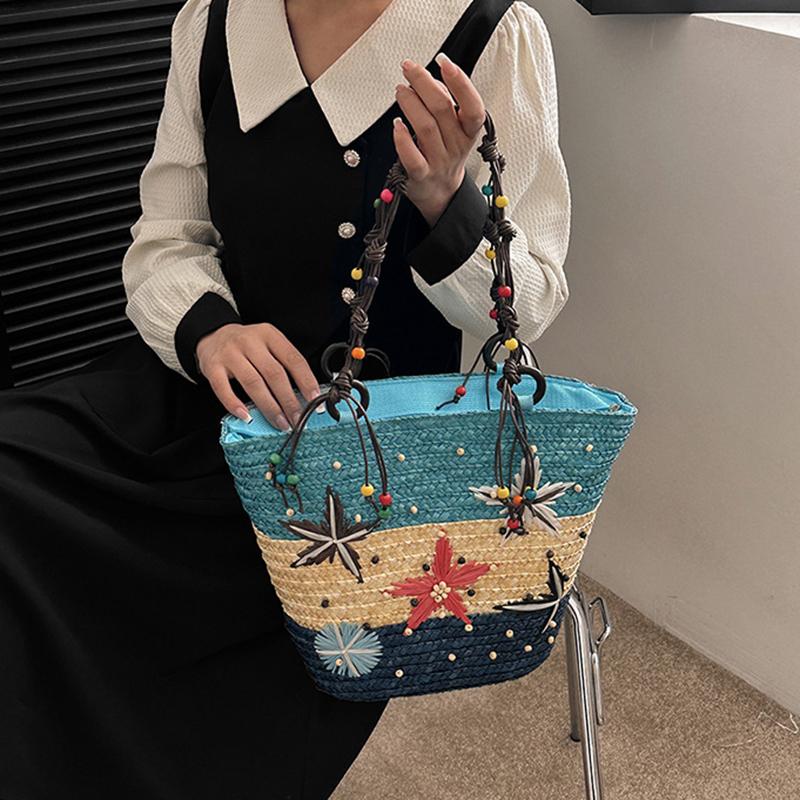 Summer Basket Straw Shoulder Bags for Women Rattan Travel Large Capacity Handmade Woven Beach Bag Female Shopper Totes Handbags MIT