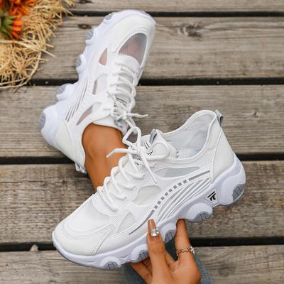 2025 Summer Ice Silk Mesh White Shoes Casual Breathable Student Sports Shoes Dad Shoes Women Ins Trendy Shoes Women