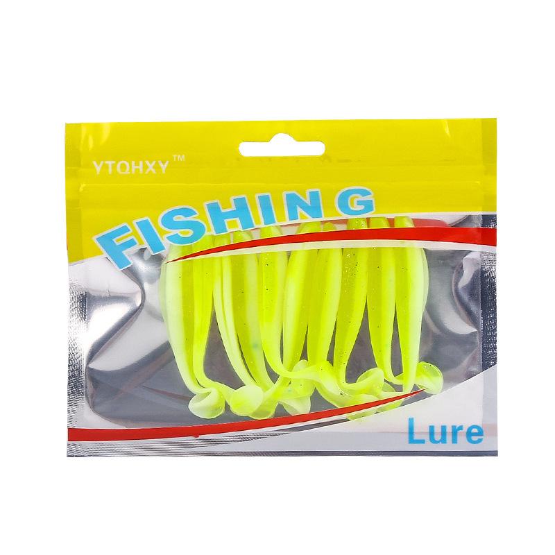 10 sztuk/paczka Przynęta wędkarska 5,5 cm/1,6 g Dwukolorowa przynęta w kształcie litery T Miękka przynęta Akcesoria do przynęt wędkarskich