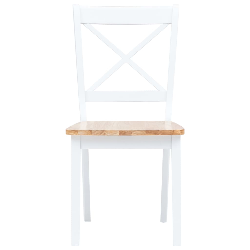 Dining Room Chairs 2 Pcs White & Light Wood Solid Rubberwood