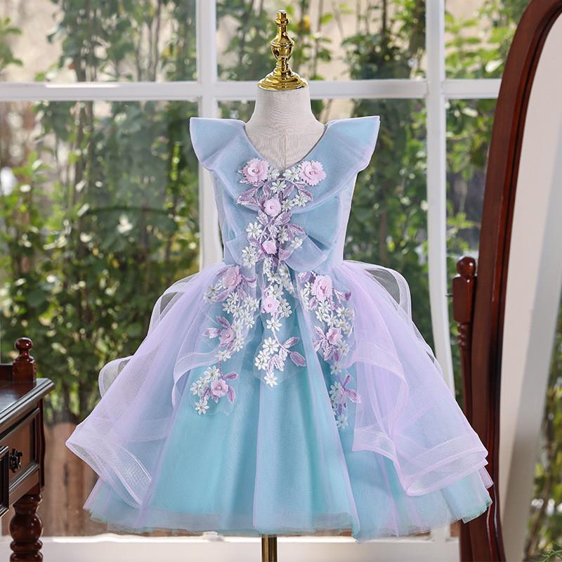 Princess Girl Summer Dress With Polyester Fabric And Puffed Skirt For Wedding And Party Celebrations