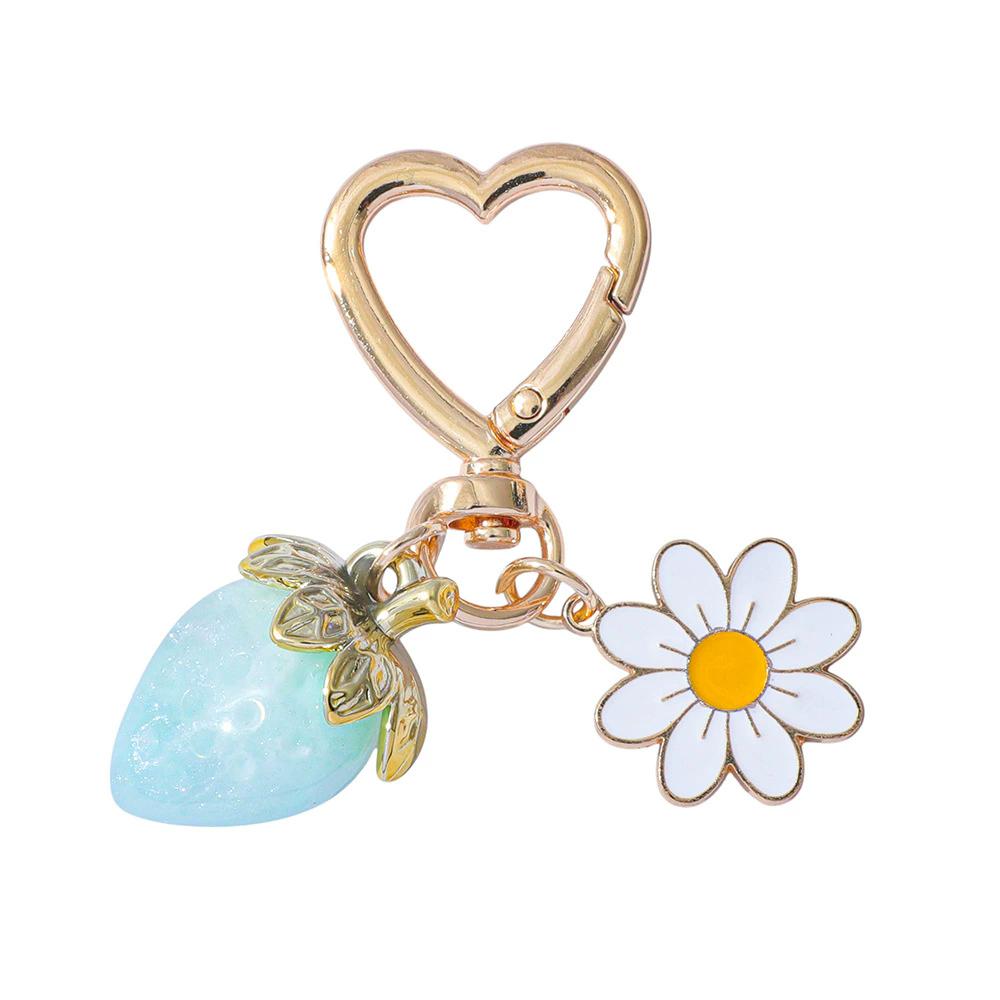 Cute Strawberry Keychain,Bag Charms,Kawaii Heart Flower Key chains Accessories Decor for Girls Purse Gifts