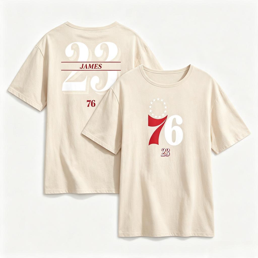 LeBron James Königliche Philadelphia 76ers im Paint Name & Nummer T-Shirt Übergroßes Trainings Sporttrikot Kurzärmelig Damen Herren Kleidung