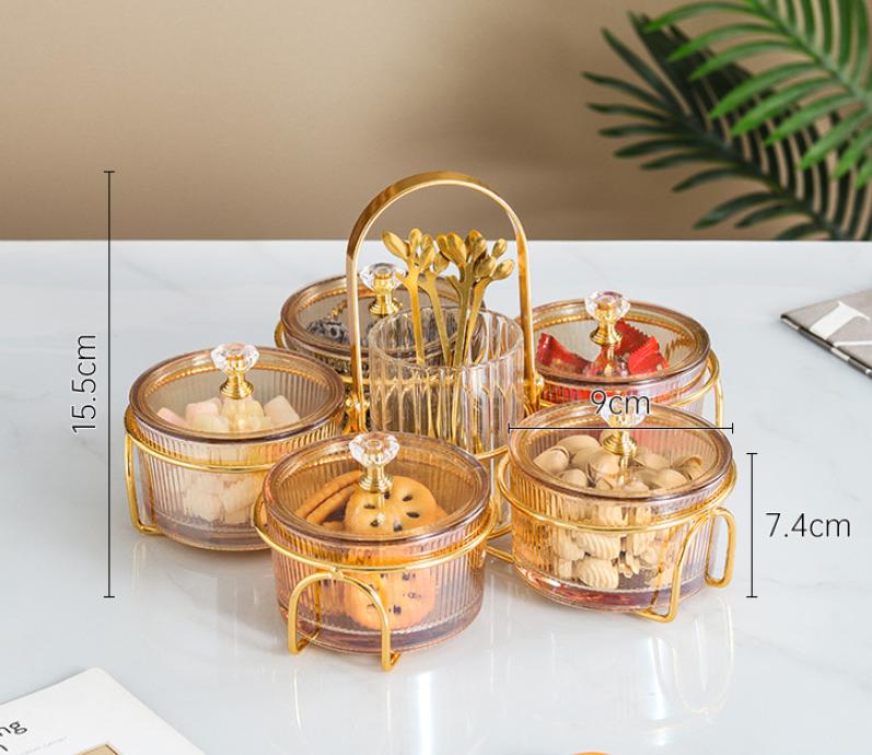 

Striped Glass Snack Plate Dessert Bowl Round Clear Partition Snack Platter Plastic Cover Kitchen Storage Fruit Fork Home Decor