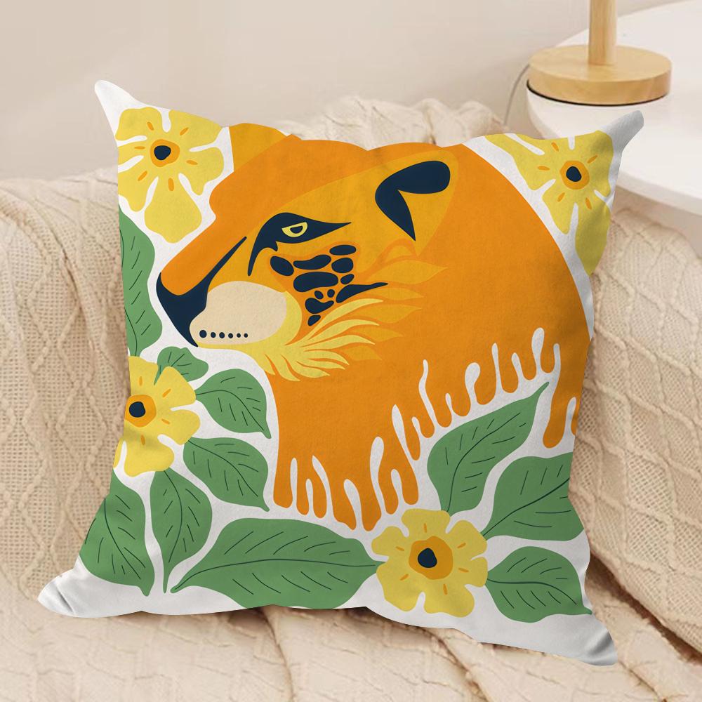 Abstract Floral Animal Fashion Cushion Cover Silky Short Plush Invisible Zipper Dustproof Sofa Pillow Case for Home Decor