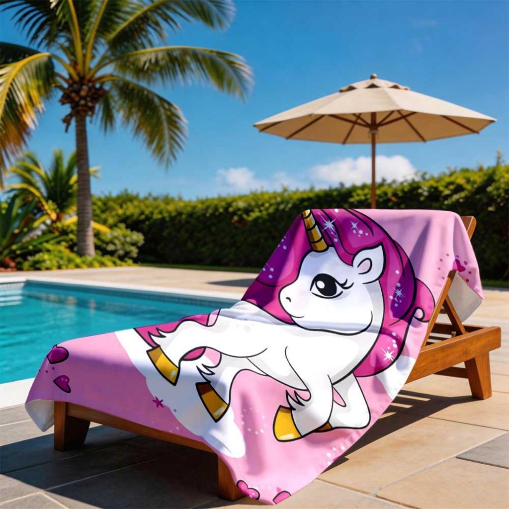 Pink Unicorn Print Towel Lightweight Absorbent for Pool Beach Diving Surfing Camping Summer Essential Gift for Girlfriend Wife