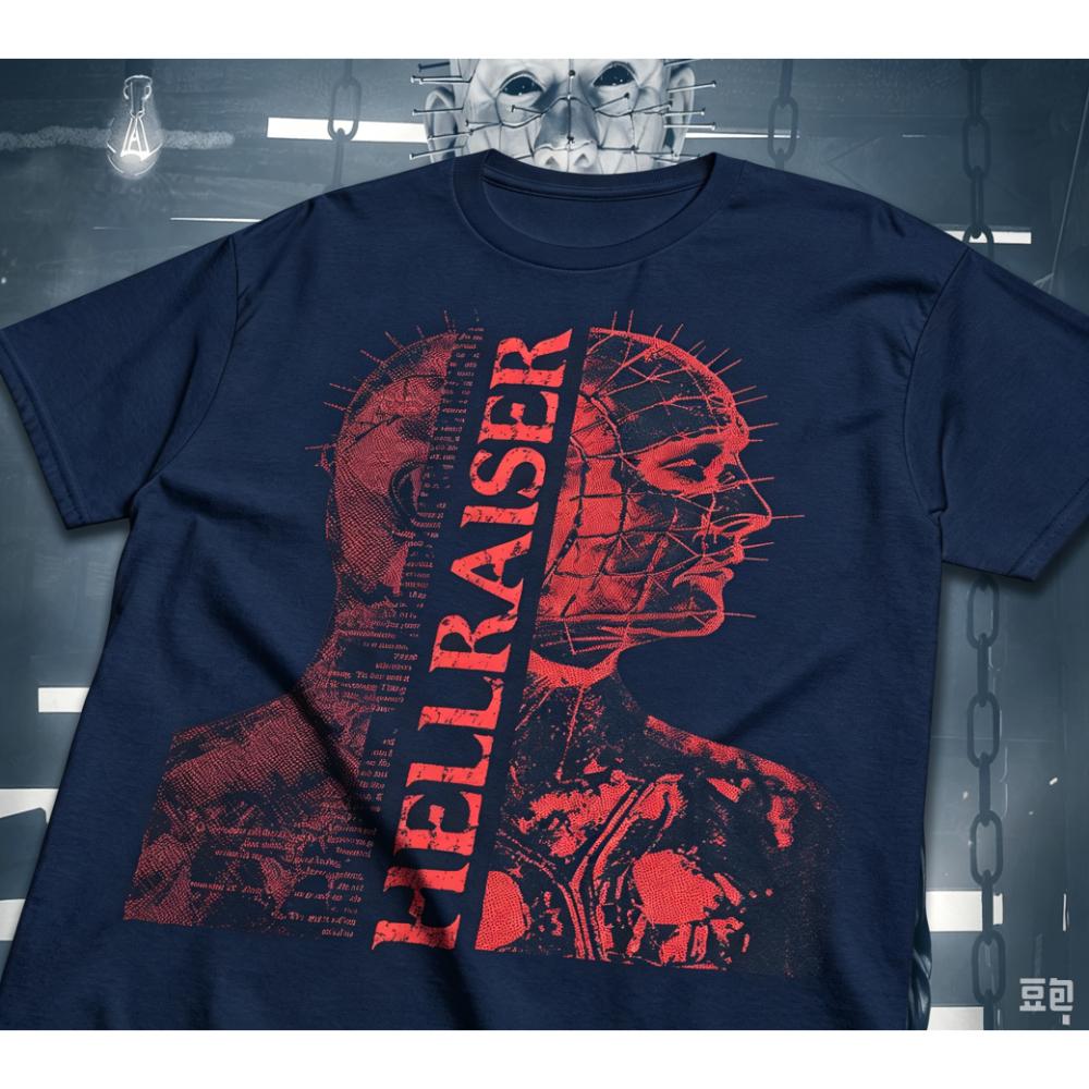 Hellraiser Pinhead Klassieke Horrorfilm Grafische Print T-shirt Unisex Ronde Hals Korte Mouw Casual Streetwear Mode T-shirts Tops voor Mannen Vrouwen