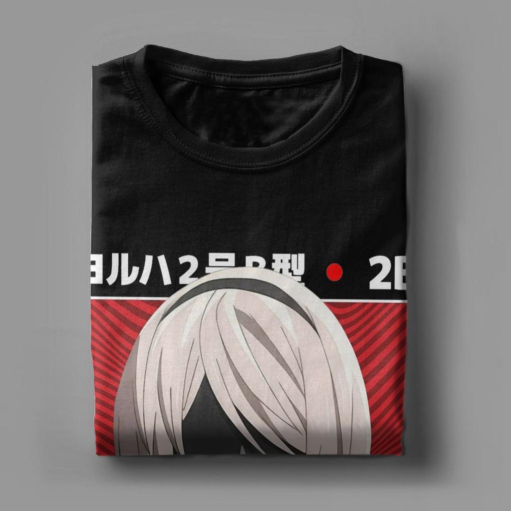 Herren Nier Automata 2B Peeker T-Shirt Anime 100% Baumwollkleidung Neuheit Kurzarm O-Ausschnitt T-Shirts Original T-Shirt