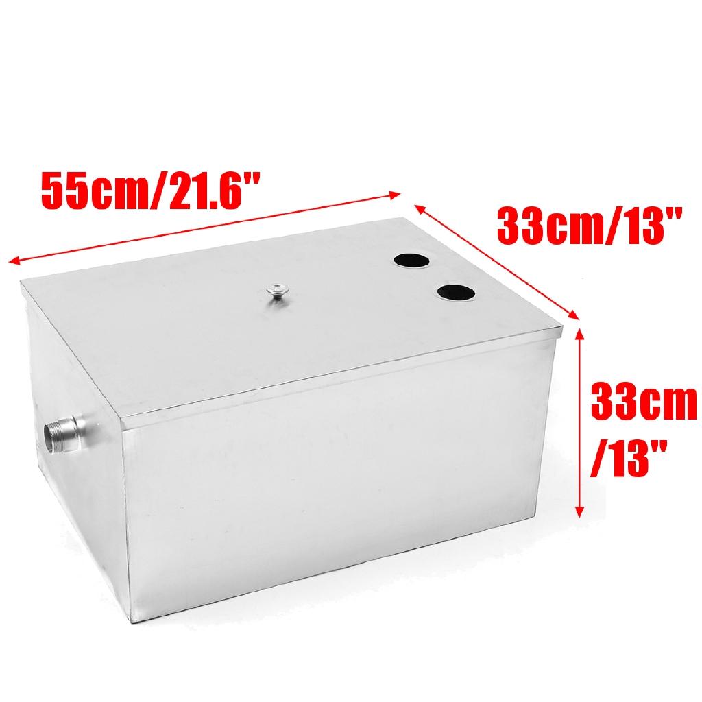60l Grease Trap Interceptor Stainless Steel Kitchen Oil Water Separator For Restaurant Factory Waste Water Treatment 55x33x33cm