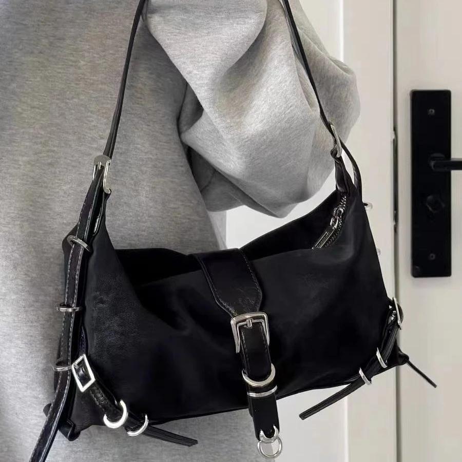 

Винтажные корейские универсальные уличные сумки модные повседневные сумки через плечо эстетичные простые сумки через плечо чёрный