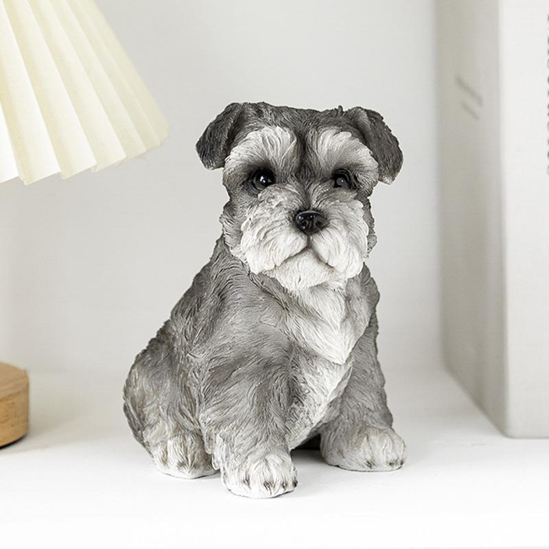 Creative Simulation Resin Dog Animal Sculpture Countertop Ornament Cute Sherena Teddy Dog Statue Model Interior Aesthetic Decor