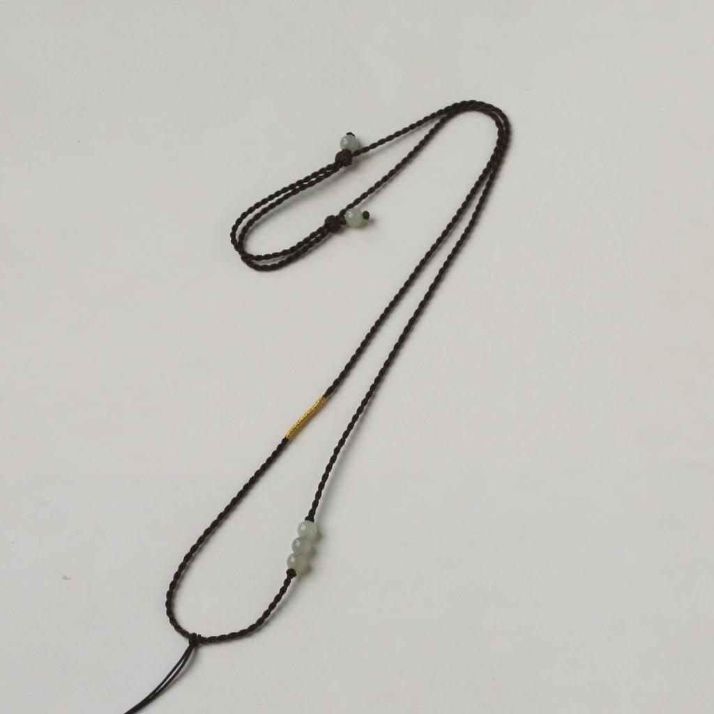 Elegant Jade Pendant Lanyard Necklace: Fine Gemstone Cord, Peace Buckle Braiding, Gold Clavicle Chain, Thin Women's Cord.