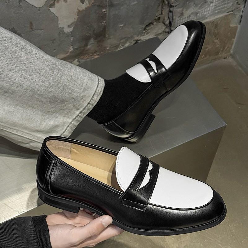 Mens Slip-On Loafer Shoes With Thick Sole Heightening Comfortable Breathable Casual Derby Style