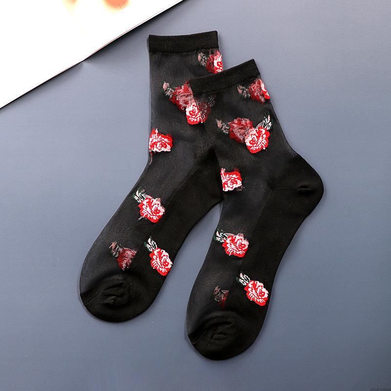 5 Pairs of Women's Summer Thin Fashion New Flower Tube Crystal Stockings