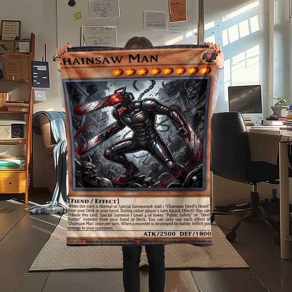 1 Stück Chainsaw Man Gemustert Flanelldecke Geeignet für Alle Jahreszeiten Für Heimdekoration Wärme Und Komfort Geschenke Feiertagsgeschenk