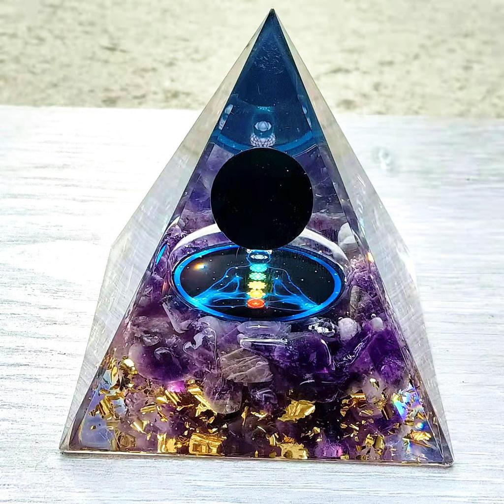 Crystal Stone Pyramid Resin Decor: Home, Office, Car Ornaments