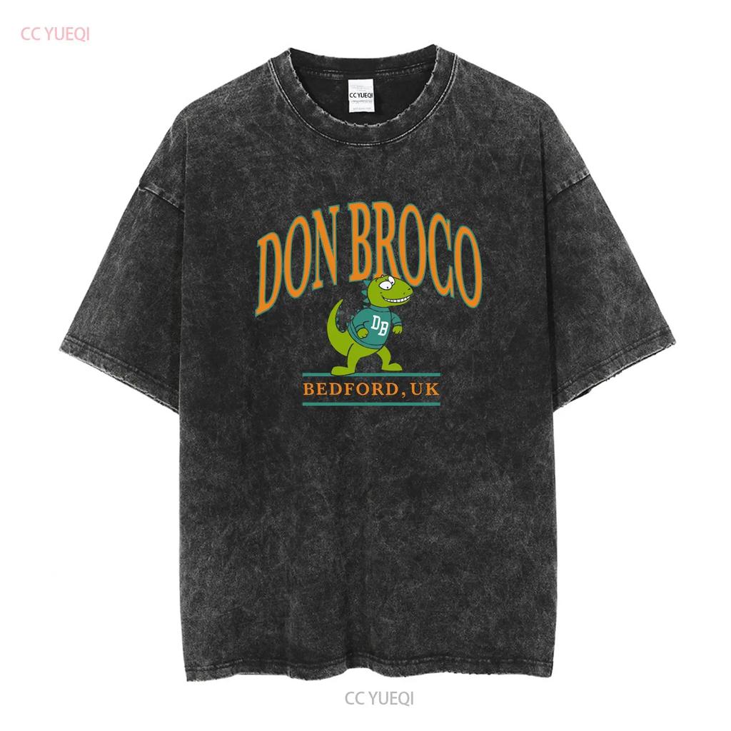 Don Broco Bedford Dinosaur T Shirt vintage Lavato grafico Traspirante uomo Alla moda Leggermente streetwear moda Unisex