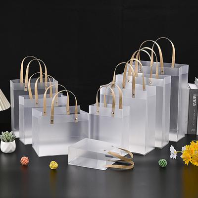 6 Stück Geschenktüten Hochwertige Transparente Wasserdichte Süßigkeitentüte Mehrzweck PVC Handtasche Tragetaschen Set Mattiert
