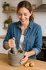 Stone Mortar and Pestle Set for Spices | Okhli Masher | Natural & Traditional Grinder, Musal, (5.5 inch) Grey