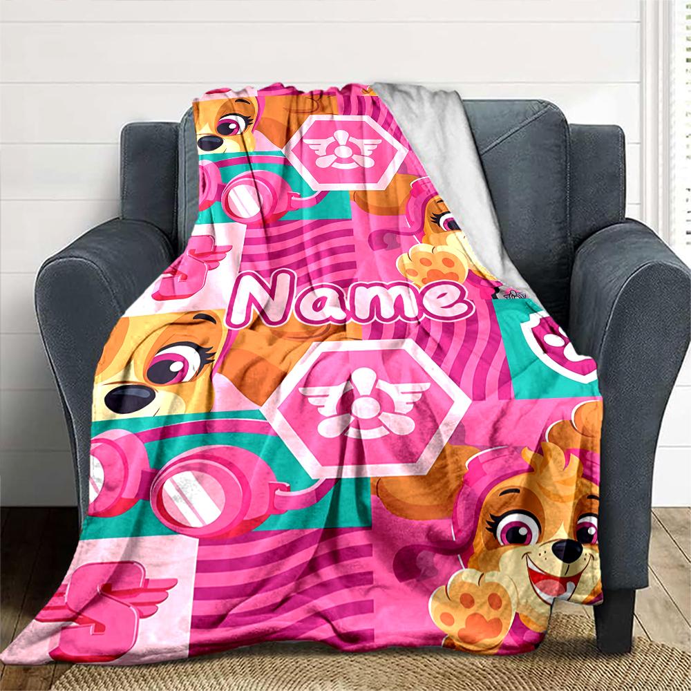 Customiz Name Personality Paw Patrol Blanket Soft &Warm Sofa Office Bed Travel Lunch Break Blanket, Gift Suitable All Seasons