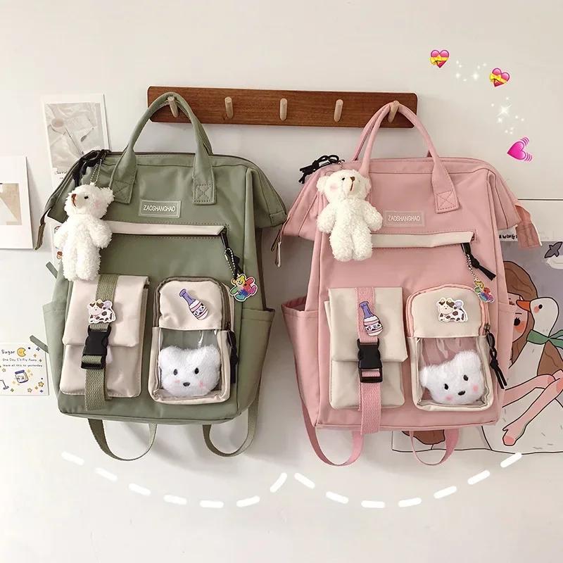 Backpack Women Candy Color Laptop Backpacks Cute Kawaii High School Bags for Teenage Girl Japanese Travel Camping Backpack