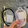 New Round Black PVC Transparent Cosmetic Bags Jewelry Organizer Portable Data Cable Earphone Coin Charger Storage Pouches