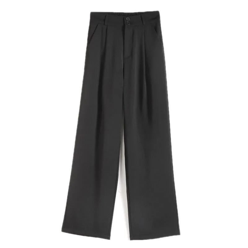 

Women s Spring and Summer Straight-leg Loose, Thin, Slimming, High-waisted, Narrow, Wide-leg Suit Pants 2XL чорний