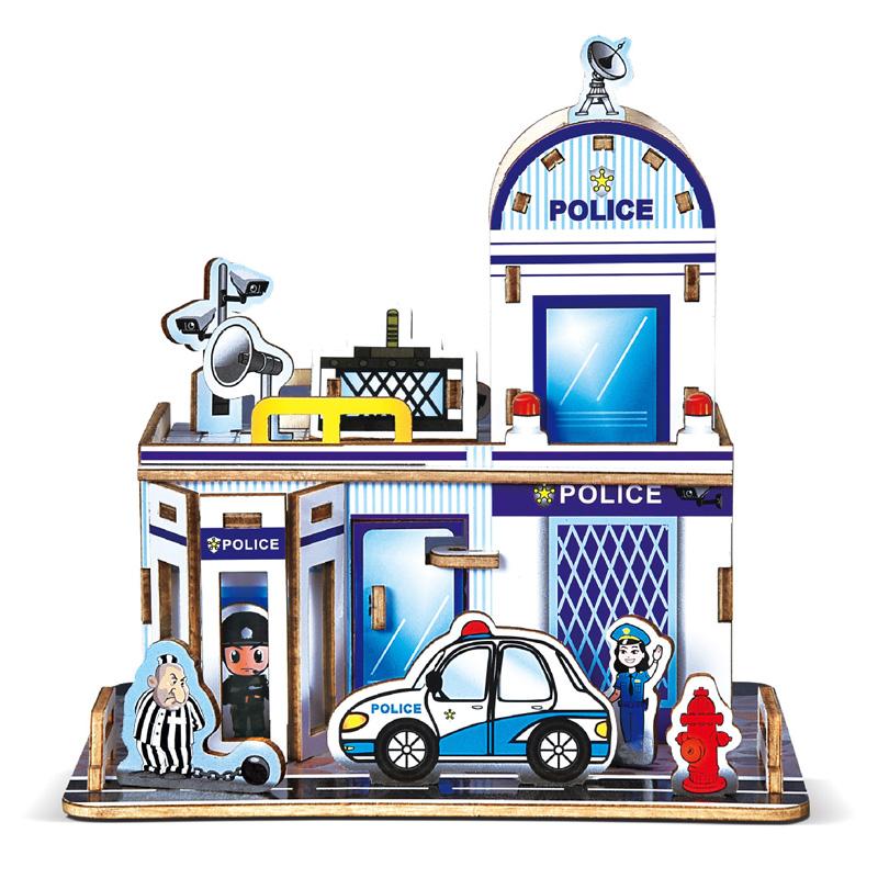 Jucării Educative pentru Bebeluși Handmade DIY Puzzle din Lemn Vilă Casă Colibă Model 3D Ornament de Birou