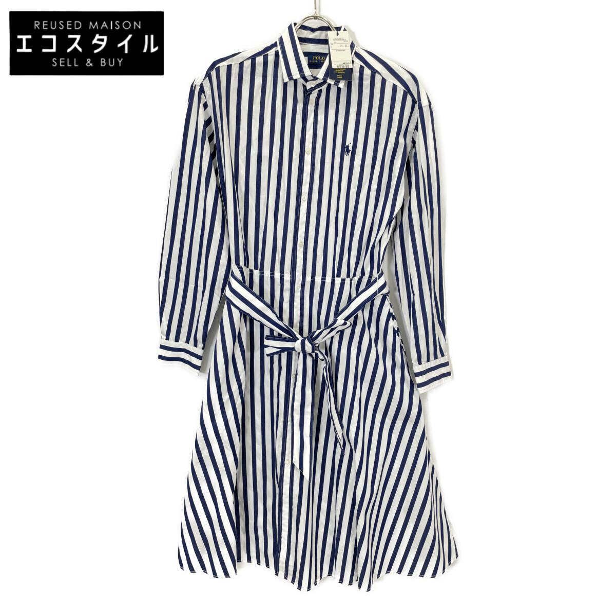 

POLO RALPH LAUREN Blue x White Striped Shirt Dress dress 6 Blue x whiteUsed