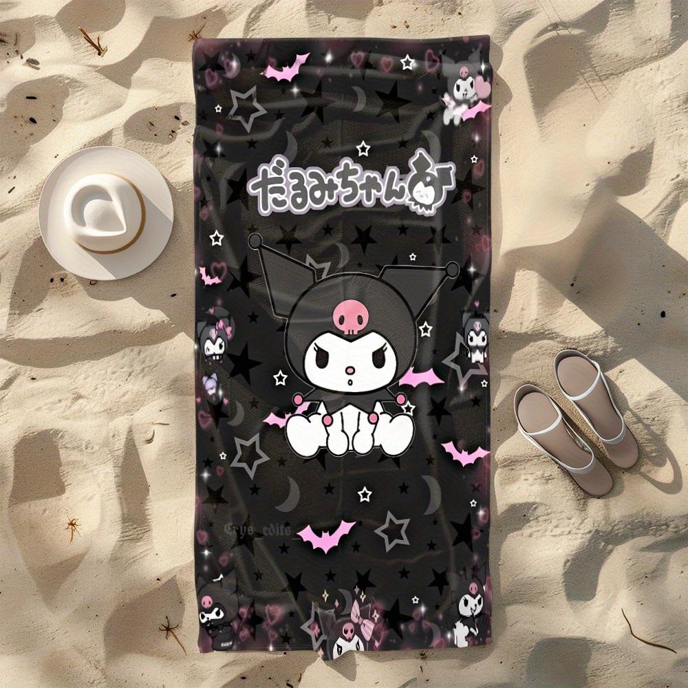 1pc Sanrio Kuromi Beach Towel Polyester - Quick Dry Lightweight Soft Towel for Swimming Travel Camping, Unisex Beach Mat Surfing
