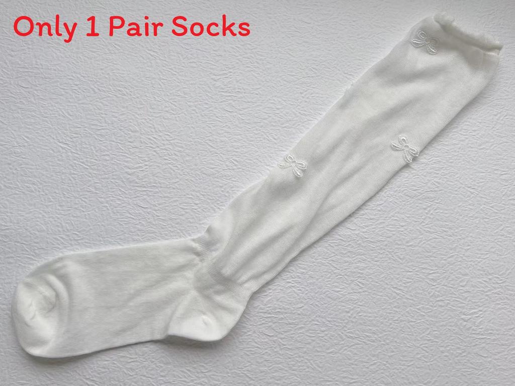 Spring Summer Butterfly Embroidered Cotton Kneehigh Socks For Women With Frictionresistant Feature