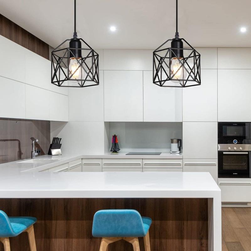 Vintage Pendant Lamp 3 head Hanging Lamp Ceiling Chandelier Metal Shade E27 Black, suitable for living room, dining room