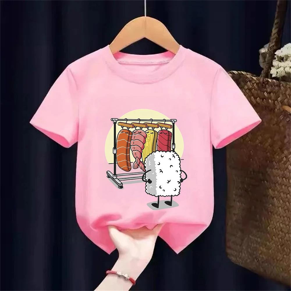 Sushi Wardrobe T Shirt Kids Funny High Quality Tshirt 100Cotton Graphic T Shirts Shortsleeve Pritned Tshirt BoysGirls Tops