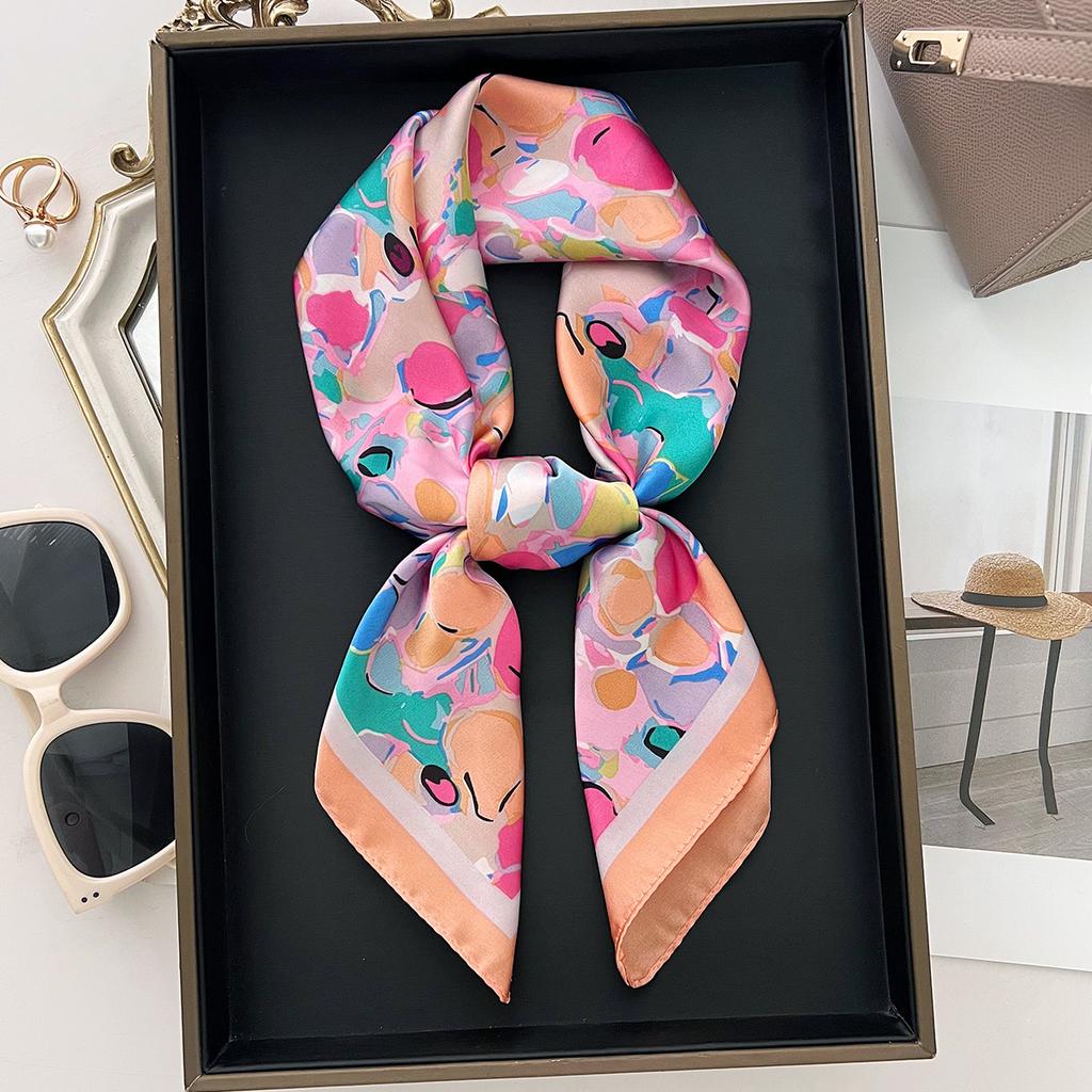 Luxury Print Square Silk Scarfs For Women Decorate Neck Ties Fashion 70*70Cm Kerchief Lady Summer Beach Hijab Female Neckerchief