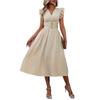 Elegant Ruffled Sleeve Waist Cinched A-line Dress Solid Color Summer Sleeveless Party Dress Fashion Summer Sweet Solid Color Casual Sweet Clothing