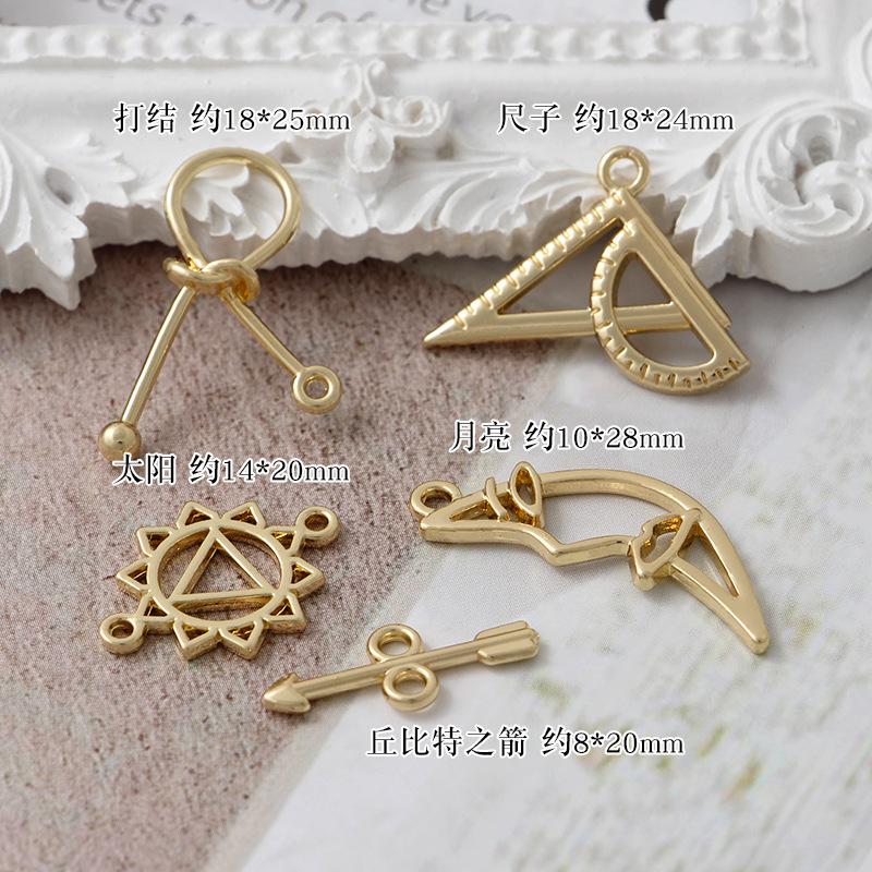 Diy Handmade Jewelry Alloy Material Alloy Star Moon Pendant Ruler Smiley Face Pendant Earrings Accessories