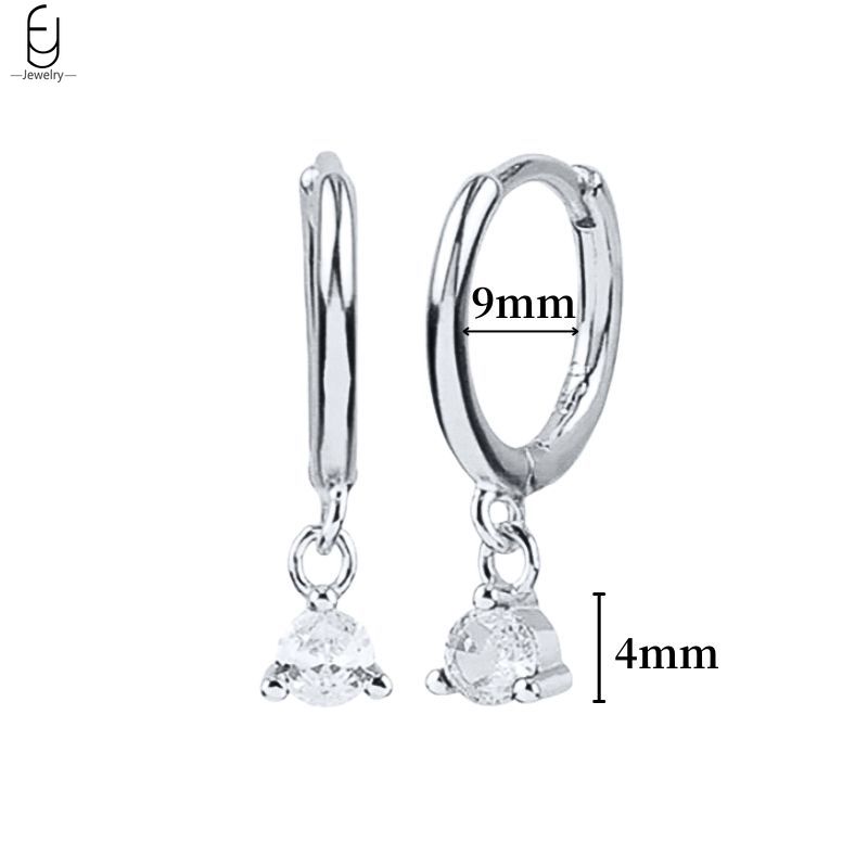 925 Silver Ear Buckles Fashion Hoop Earrings White Crystal Luxury Women's Earrings Wedding Women's Jewelry Premium Gift