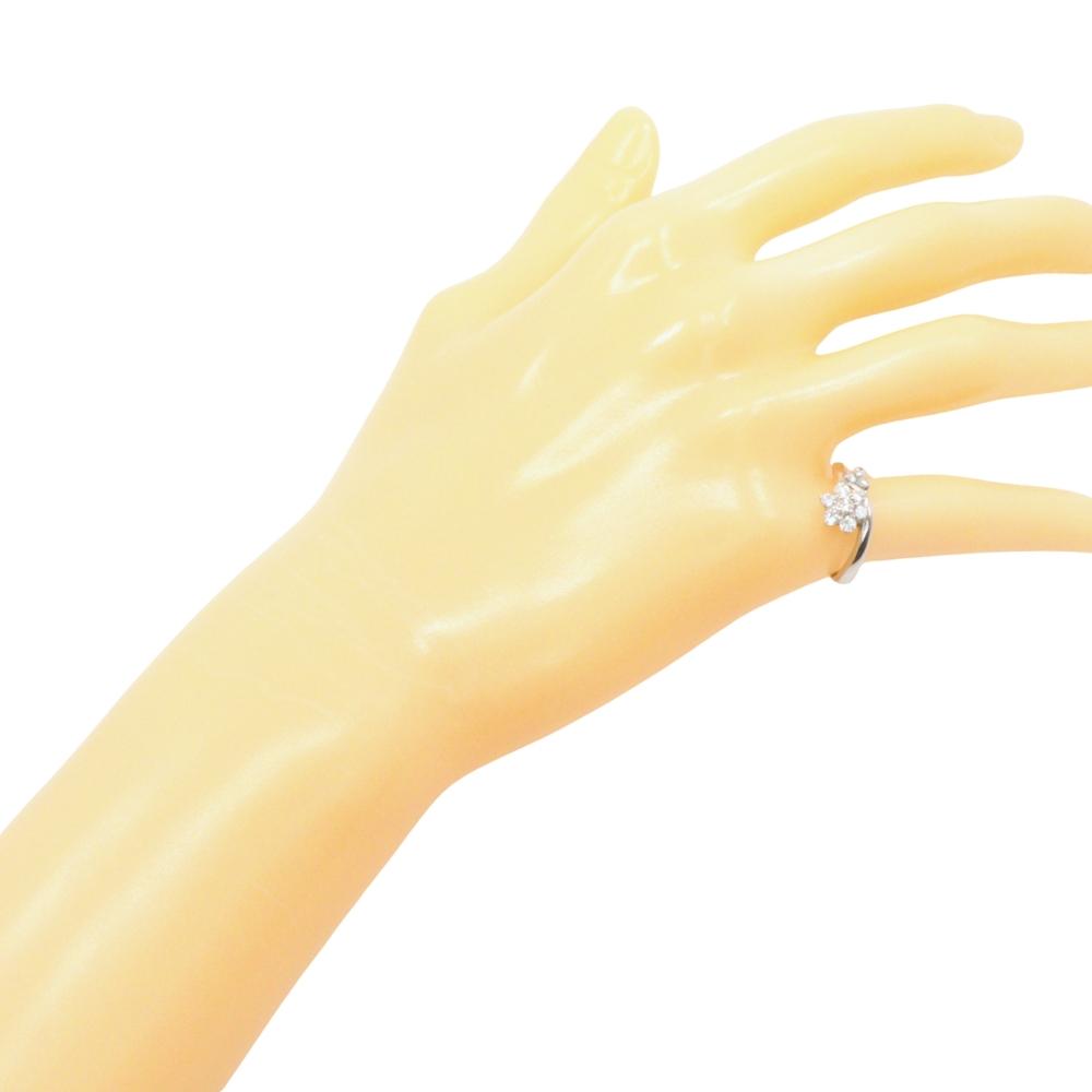 flour Ring Pt900Platinum/diamond #6.2(US Size) flour 4.2g Women Used