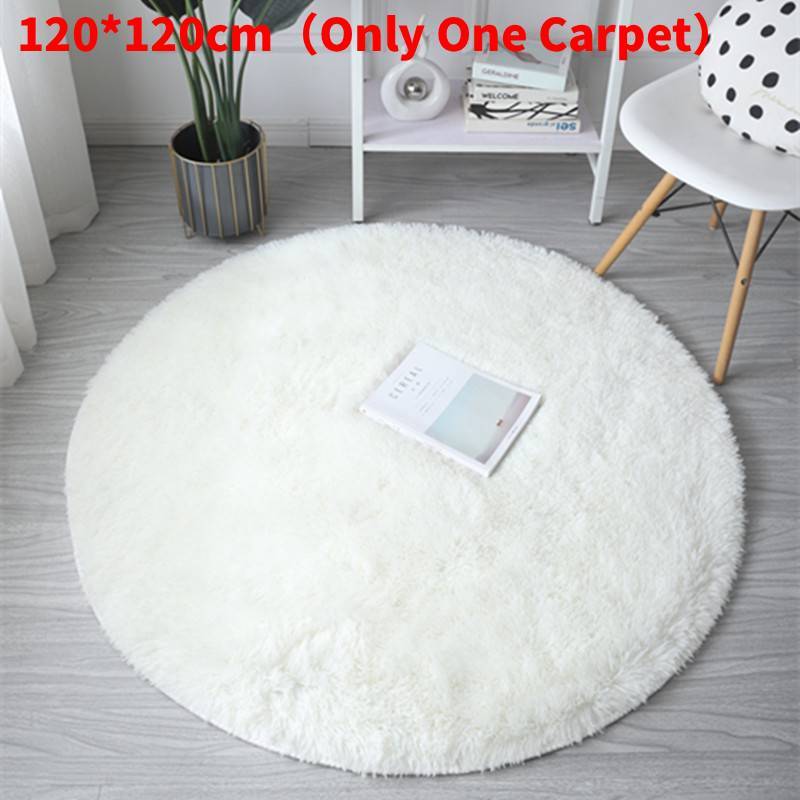 Round Rug For Living Room With Silk Wool Material And Tie Dye Pattern For Home Decor