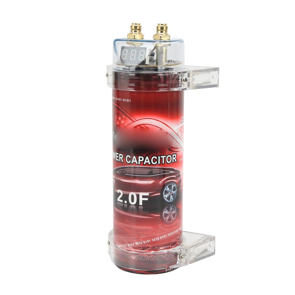 2 Farad Car Capacitor Digital Audio System Power Capacitor with Voltage Display Audible Warning