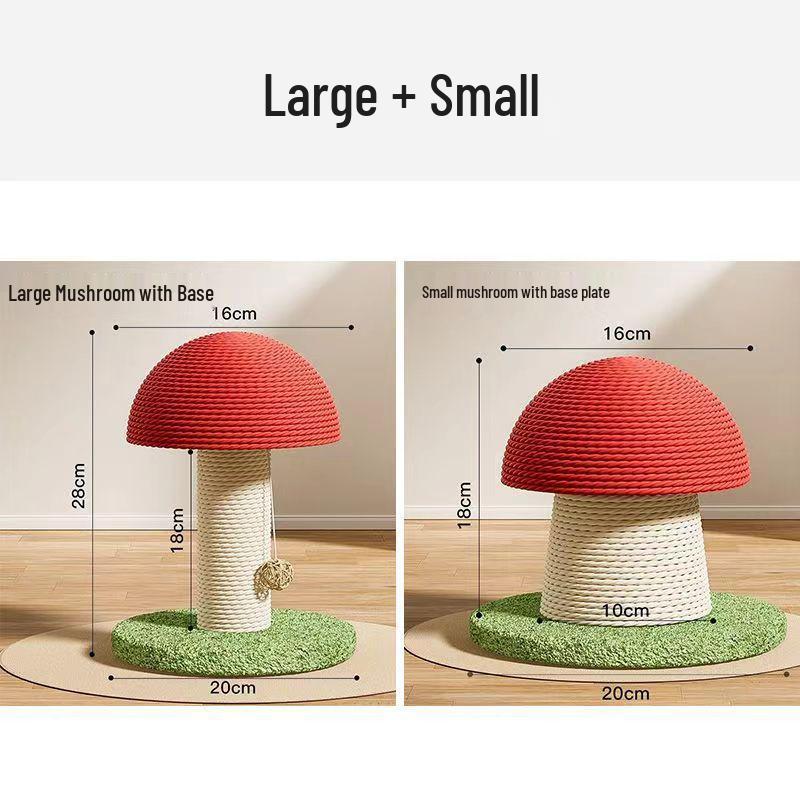 Roter Pilz Sisal Kratzbaum & Klettergerüst für Katzen - Verschleißfest mit süßem Ornament-Design.