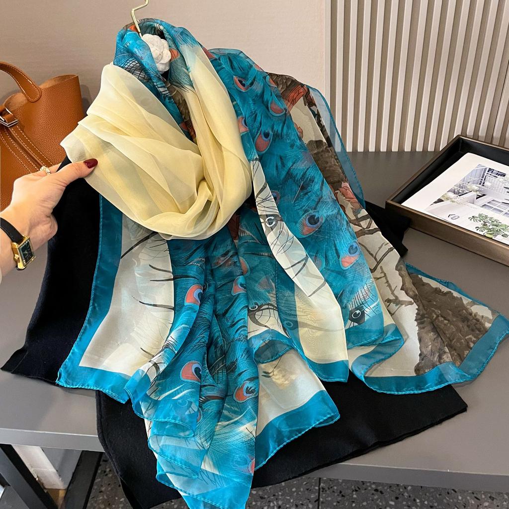 Small Flower Full of Stars Print Women Elegant Chiffon Georgette Bandana Scarf Summer Beach Sunscreen Thin Hijab Shawl