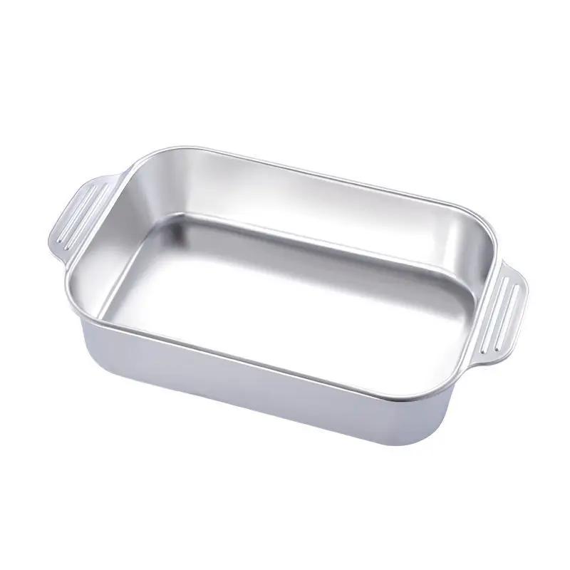 Stainless Steel Grilled Fish Dish Rectangular Seafood Dish Household Deep Dish Commercial Baking Tray