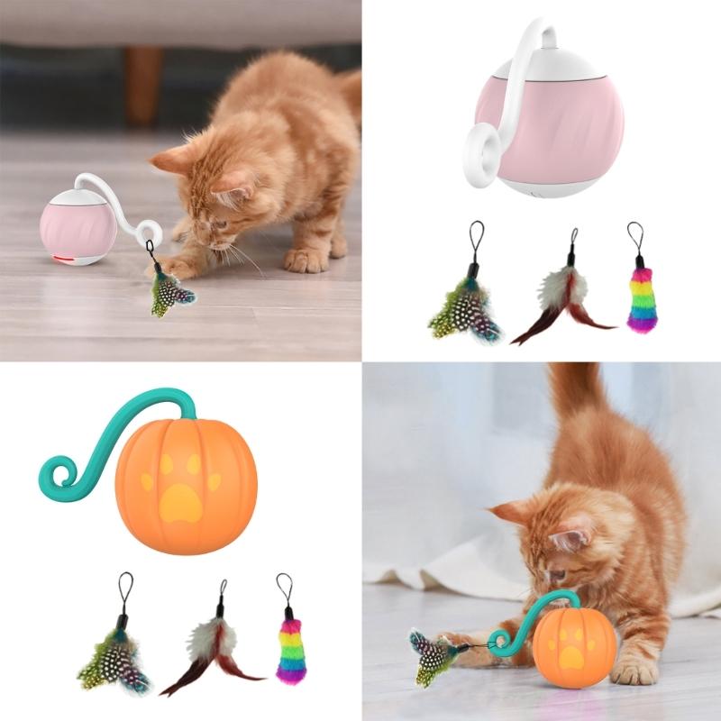 Interactive Cat Ball Toy With Sound Automatic Moving Ball Cat Toy Robotic Kitten Toy Cat Moving Toy Cat Scratcher Toy
