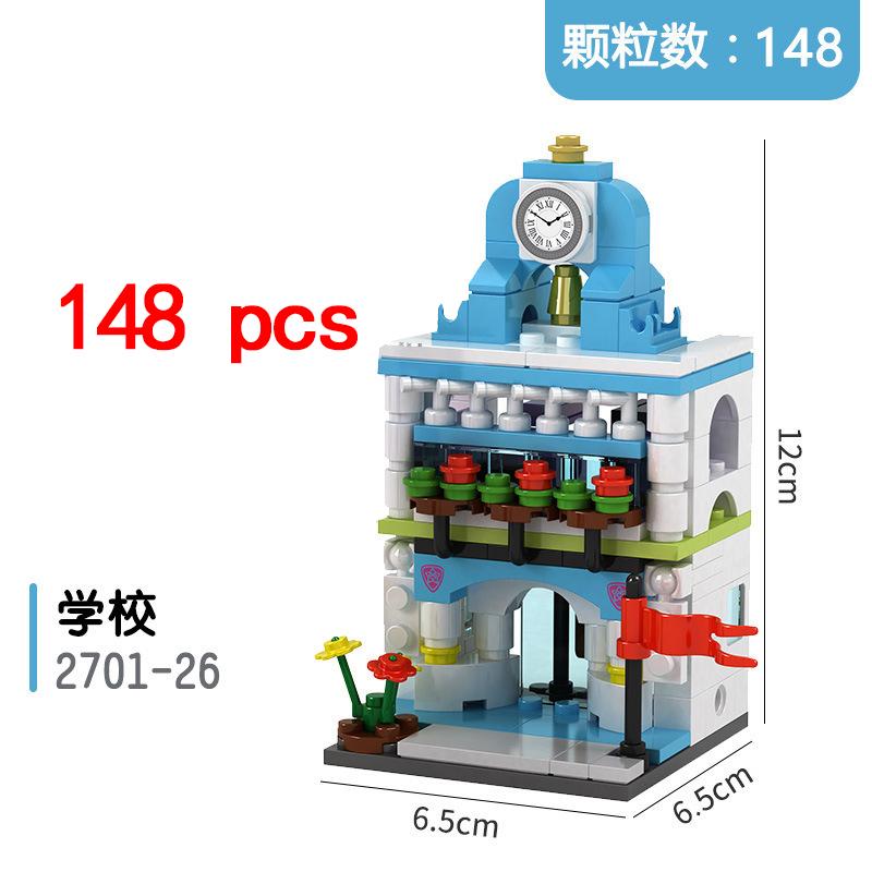 City Miniature Views Mini Street Coffee Shop Model Building Blocks Kits Bricks Kids Toys Girls Boys Flower Food Retail Store