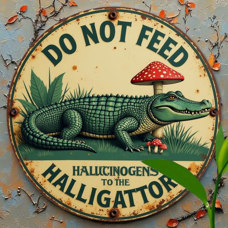 

2d Flat 20*20cm Wooden Sign, Do Not Feed Poisonous Mushrooms To Alligators Logo, Home Gift Window Decoration, Porch, Room, Home, Wall Decoration 20*20cm