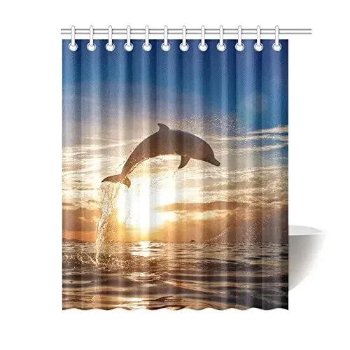 

Ocean Shower Curtain Liner,Sea Theme Shower Curtain With 12 Hooks, Washable Dolphin Waterproof Shower Curtain For Bathroom Decor W60H190(CM)-1 Pcs